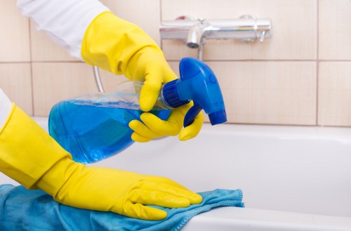 Local office cleaner working in a Stjohnswood meeting room